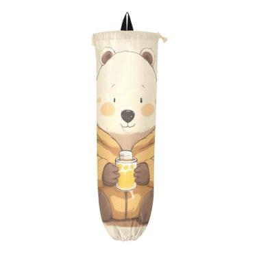 Imagem de Bear Drink Dispensador de saco de leite para sacolas de compras, suporte de saco de plástico, bolsa de armazenamento de cozinha