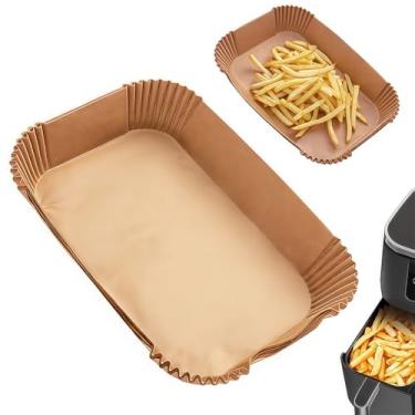 Imagem de Forros de papel Air Fryer, 100 peças de forros de pergaminho descartáveis, antiaderentes e à prova de óleo para facilitar a limpeza/retângulo