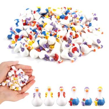 Imagem de Lyreh 60 peças, mini ganso de resina, estilo jardineiro e borboleta, estatueta de ganso em miniatura, pequenos animais de resina para jardim de fadas, casa de bonecas, decoração de micro paisagem