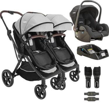 Imagem de Carrinho Kiddo para Gemeos com Bebe Conforto Base Nomad Grafite