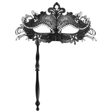 Imagem de Oidea Máscara feminina de baile de máscaras com vara: decoração de strass máscara veneziana de carnaval de Halloween máscara de baile de fantasia de carnaval, preta