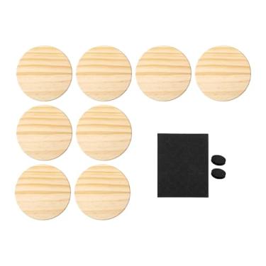 Imagem de Nishiyuenyi Conjunto de 8 Porta-Copos de Madeira Inacabada para Artesanato com Base Antiderrapante, Proteção para Mesas, Ideal para Pintar E Escrever, Redondo