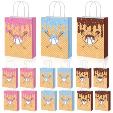 Imagem de DERTE 24 peças de sacos de presente de sorvete de beisebol, sacolas de presente de festa de beisebol, bolsa esportiva com alça para decoração de festa de aniversário de equipe, lembrancinhas