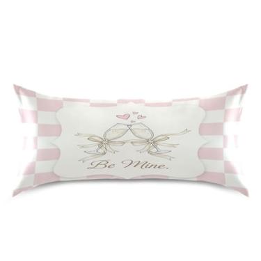 Imagem de Wassud Fronha de cetim para o dia dos namorados com estampa xadrez para cabelo e pele, fronhas de seda lisa, tamanho king size, respirável, com fecho de envelope