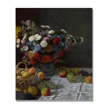 Imagem de NHLDZYH Quadro para cozinha - ainda vida vintage de flores - natureza morta em tela - decoração de parede romântica e acolhedora. B11. 60 x 72 cm apenas tela