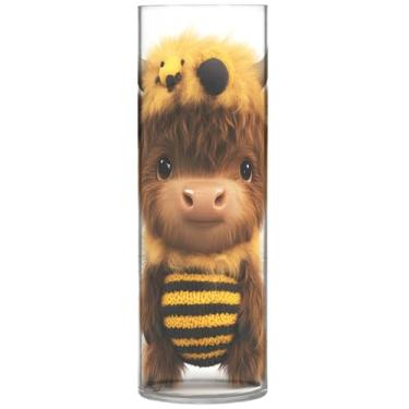 Imagem de Engraçado vaso cilíndrico de vaca highland abelha mel para mesa decorativo personalizado grande outono vasos de plástico floral moderno decorações, 30 cm x 9,9 cm