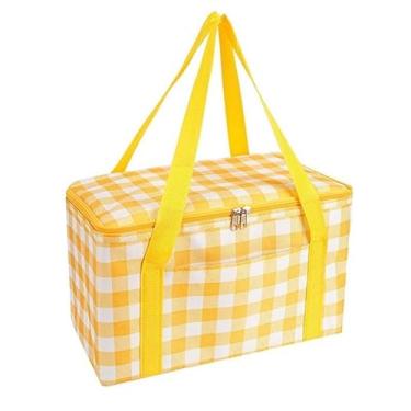 Imagem de Bolsa Termica Grande Saco De Piquenique Dobrável Refrigerador Praia Lanche Camping Piquenique Grande 35 * 20 * 20cm(Amarelo)