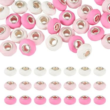 Imagem de 30 peças de contas europeias de furo grande contas de resina facetada para berloques pulseira colar brincos fazer joias Rondelle contas para caneta chaveiro DIY artesanato suprimentos Camellia caneta