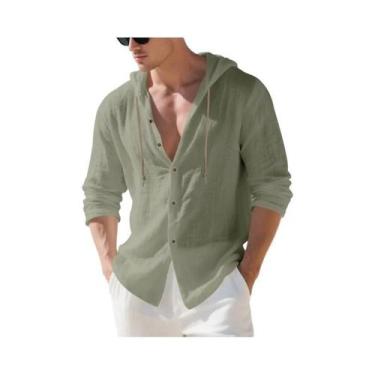 Imagem de Cardigan Masculino Solto De Manga Longa Com Capuz, 15 Cores, Camisa Ca