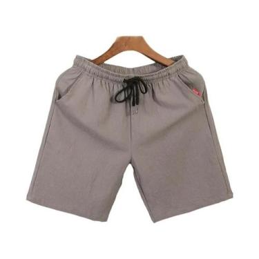 Imagem de Bermudas Masculinas De Verão Em Algodão E Linho Respirável, Cor Sólida