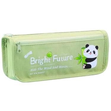 Imagem de Estojo Escolar Pequeno Feminino Masculino Unissex Estampas Divertidas Ideal para Meninas e Meninos Organizador Lápis Canetinhas Canetas Material para Escola Poliéster (Verde)