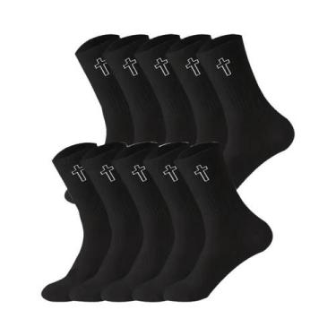 Imagem de Meias Esportivas Masculinas De Cano Alto Respiráveis 510 Pares Preto B