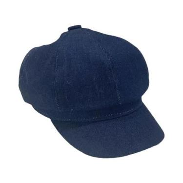 Imagem de Boina Octogonal Vintage Feminina Em Jeans, Chapéu Casual De Pintor Em 