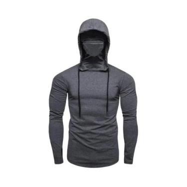 Imagem de Moletom Masculino Casual Com Capuz E Máscara, Manga Curta Fina, Estamp