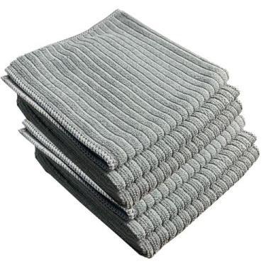 Imagem de Kit 6 Pano Copa Pia Cozinha Microfibra Absorve 30x30 Pra Vr - Idealiza