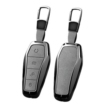 Imagem de Capa de couro para chave de carro, liga de zinco, compatível com byd song pro tang dm qin plus max yuan atto 3 han ev golfinho protetor(Gray ring)