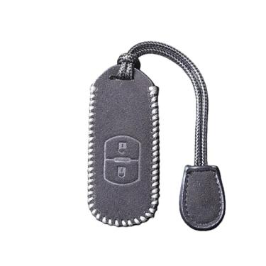 Imagem de Capa de couro para chave de carro compatível com Mazda 2 3 6 Axela Atenza CX-5 CX5 CX-3 CX-7 CX8 CX-9 2016 2017 2018 Smart 2/3 Botões Bolsa automática(YY-FMP-020-2-GREY)