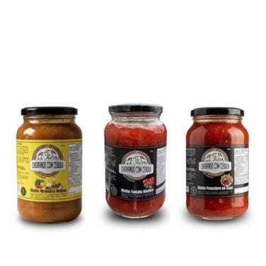 Imagem de Chorando com Cebola, Kit 3 Molhos Moqueca Pomodoro e Tomate Rústico