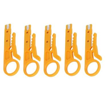 Imagem de 5 peças mini decapador de fios portátil ferramenta de crimpagem de rede, cortador perfurador para cabo de rede, RJ45/Cat5/CAT-6, cabo UTP de telefone e computador