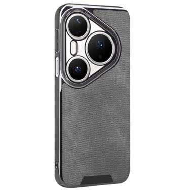 Imagem de LTLMYDAM Capa fina para Huawei Pura 80 Ultra/80 Pro/80Pro+/80, textura de tecido, galvanizada, capa minimalista à prova de choque, cinza, 80 Ultra/80 Pro