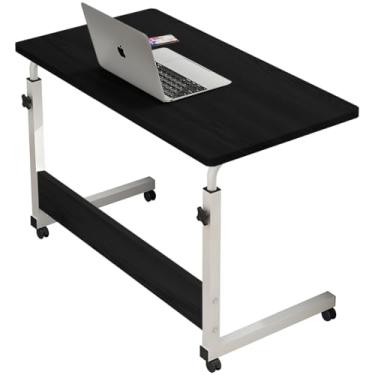 Imagem de Mesa Multiuso Portátil Ajustável 60x40cm – Mesa para Notebook com Rodinhas para Cama, Sofá e Home Office(Preto)