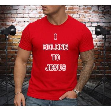 Imagem de camiseta 100% algodão estampa grande promoção eu pertenço a jesus - Es