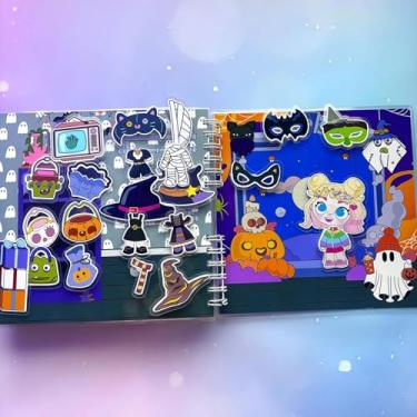 Imagem de Livro Interativo Merlina e Enid Com Cenários Da Casa | Brinquedo Educativo Sem Telas | Boneca De Papel Brincando Com papel