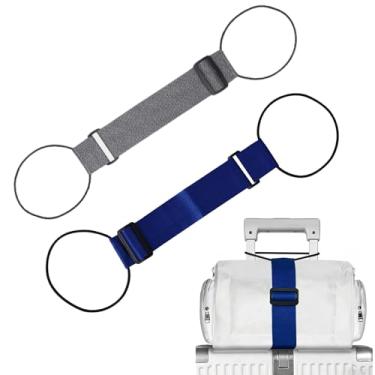 Imagem de Alças de bagagem, alças de bagagem, alças de conector de bagagem para malas, cinto elástico colorido ajustável pacote com 2, acessórios de bolsa de viagem (cinza azul)