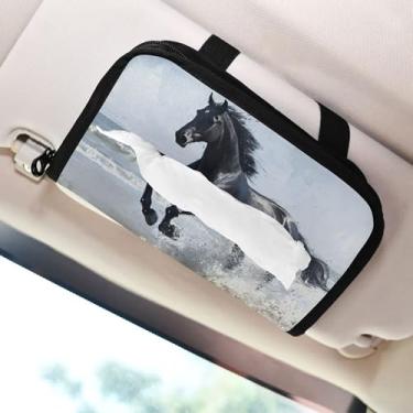 Imagem de SEHANY Suporte de lenços de carro Majestic Horse, caixa de lenços para carro, viseira solar, porta-guardanapos retangular, dispensador de máscara de carro, caixa de lenços de papel para automóveis