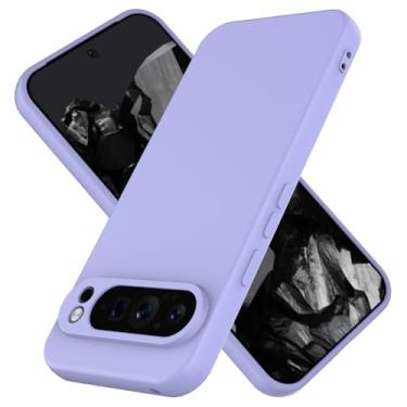 Imagem de HAII Capa para Google Pixel 9 Pro XL, silicone líquido fino para mulheres e homens com forro de microfibra resistente a arranhões, capa protetora de silicone macio à prova de choque (roxo, Google 9