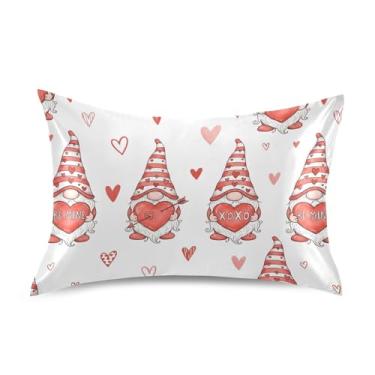 Imagem de Wassud Lindos Gnomos Fronhas de Cetim para o Dia dos Namorados para Cabelo e Pele Fronhas de Seda Lisa Queen Size Fronhas Respiráveis com Fecho de Envelope