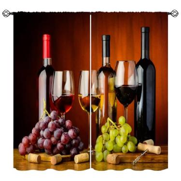 Imagem de Cortinas de vinho, vinho rosa, cozinha, restaurante, bar, estilo fazenda, tratamentos de janela, cortinas com isolamento térmico, bolso para varão, conjunto de 2 painéis para quarto, sala de estar