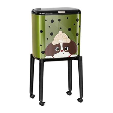 Imagem de predolo Lixeira com Rodas, Cesto de Lixo Simples, Balde de Armazenamento, Lixeira Estreita, Alta para Banheiro, Cozinha e Restaurante, Cachorrinho Verde