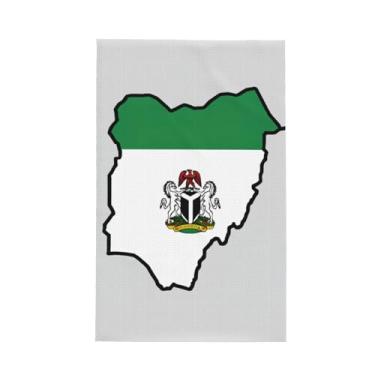 Imagem de XLLingL Toalha de cozinha waffle, estampa da bandeira da Nigéria, Map01, panos de prato de microfibra, para decoração e limpeza de cozinha - 1 peça