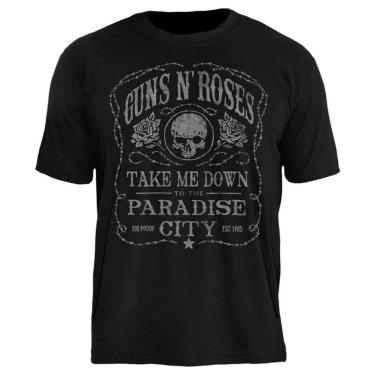 Imagem de Camiseta de Banda Guns N Roses Stamp em Algodão Manga Curta-Unissex