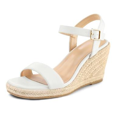 Imagem de mysoft Sandálias femininas plataforma espadrille Wedge, Branco, 36