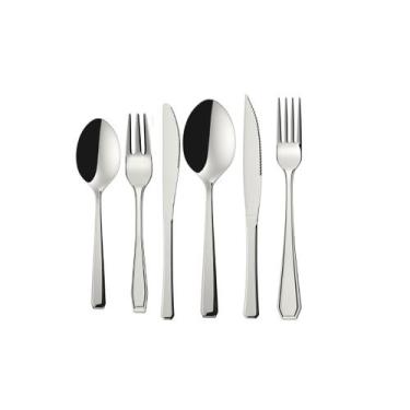 Imagem de Faqueiro Aço Inox Estojo Bambu 42 Peças Jogo de Talheres Euro Home, Cl