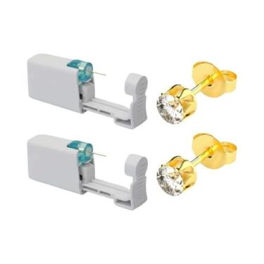 Imagem de Brincos De Zircônia Cúbica De 5mm Com Pistola De Perfuração De Orelha 