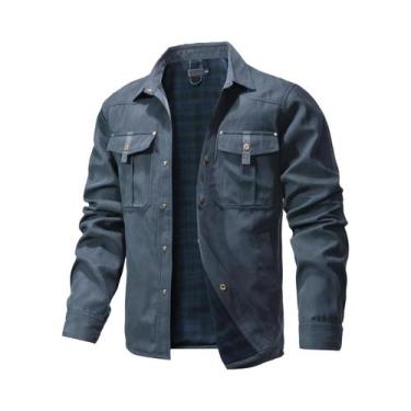 Imagem de Camisa Casaco Masculina De Flanela Forrada Para Primavera, Estilo Casu