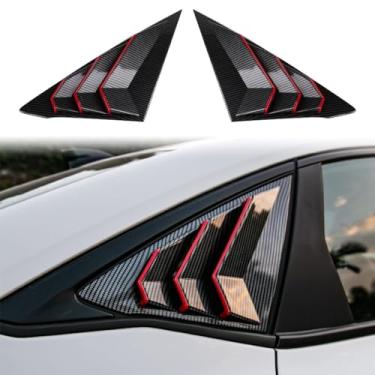Imagem de XITER 2 peças ABS Fibra de Carbono Estilo Corrida ABS Persianas de Janela Lateral Traseira Persianas para Honda Civic Sedan 2022 2023 2024 2025 2026 (Fibra de Carbono Preto + Acabamento Vermelho)