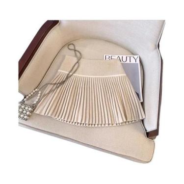 Imagem de Saia Mini De Lã Xadrez De Cintura Alta Para Mulheres, Estilo Preppy Co