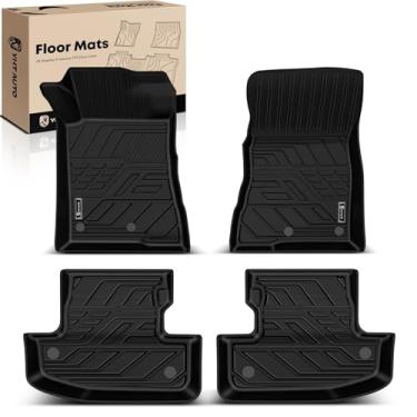 Imagem de YHTAUTO Tapetes de chão adequados para Ford Mustang 2015-2026, tapetes de carro TPE para todos os climas, forro de piso antiderrapante e inodoro, acessórios internos para carros dianteiros e forro de