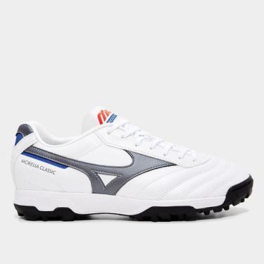 Imagem de Chuteira Society Mizuno Morelia Classic Unissex, Branco, Chumbo, 41