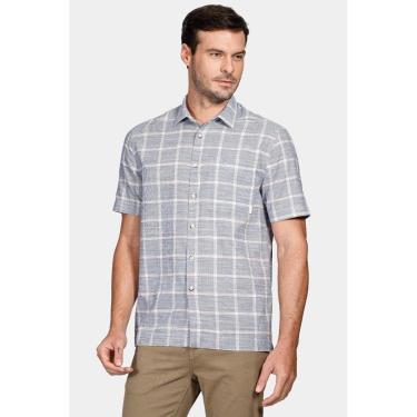 Imagem de Camisa Aramis Regular Ampla Flame Xadrez Azul Com Natural-Masculino