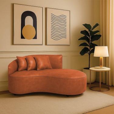 Imagem de Sofá 2 Lugares Orgânico 140 Cm Morgan Sintético Pu Nozes D03 - D`rossi