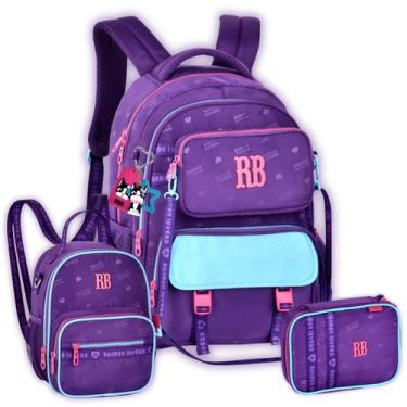 Imagem de Kit Mochila Costas Rebecca Bonbon Lancheira Escolar e Estojo Cor:Roxo,