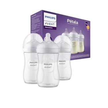 Imagem de Philips Avent Triplo Mamadeira Pétala 3.0 9oz/260ml com bico de fluxo médio (Fluxo 3), Transparente, SCY903/03