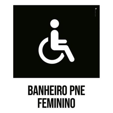 Imagem de Kit 3 Placas Banheiro Pne Feminino Desenho