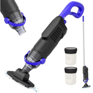 Imagem de nichro Aspirador De Pó Sem Fio Para Piscinas Acima Do Solo, Portátil Recarregável 60 W Com Haste E Sucção 18 Gpm Folhas, Detritos Sujeira