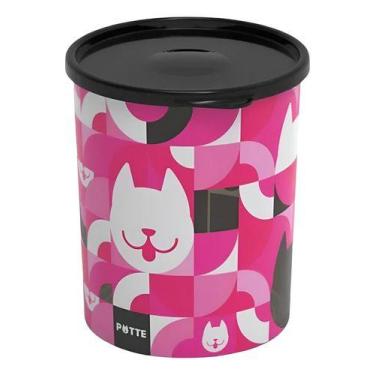 Imagem de Pote Organizador Redondo Alto Pet 2,1 L Petiscos Ração Potte, Rosa-chi